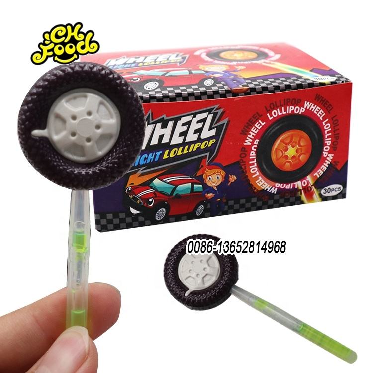 New Production Wheel Shape Lightning Lollipop With Glow Stick