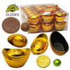 Hot Selling Ancient Chinese Gold Ingot Shape Toy with Chocolate Gold Coins and Chocolate Ball