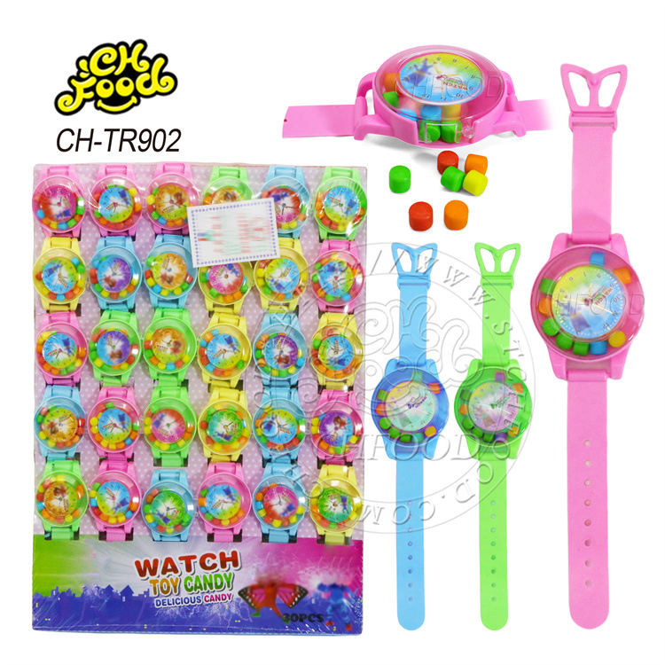 China Factory Colorful Cheap Plastic Watch Toy with Pressed Candy for Boy and Girl