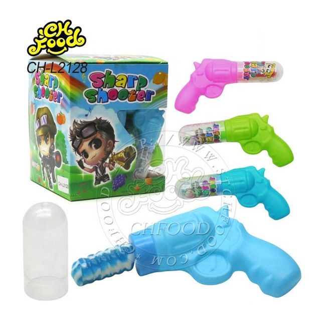 Custom New Colorful Gun Toy with Swirl Nipple Lollipop Hard Candy Halal Candy Sweets for Kids