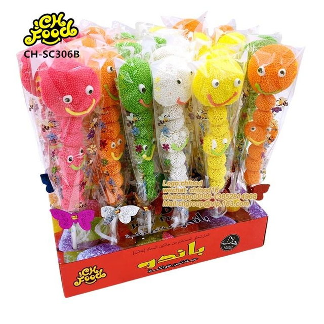 Cartoon Shape Fruit Jelly Ball Lollipop Smile Face Jelly Pop Soft Candy