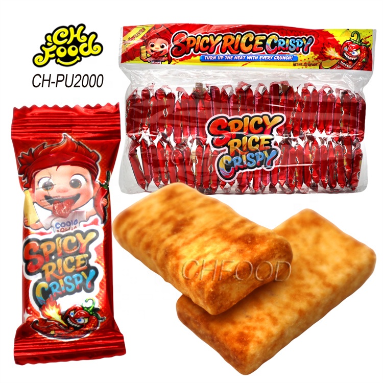 Low MOQ Wholesale Spicy Flavor Rice Crispy Custom Grain Snacks Food Halal Puffed Food