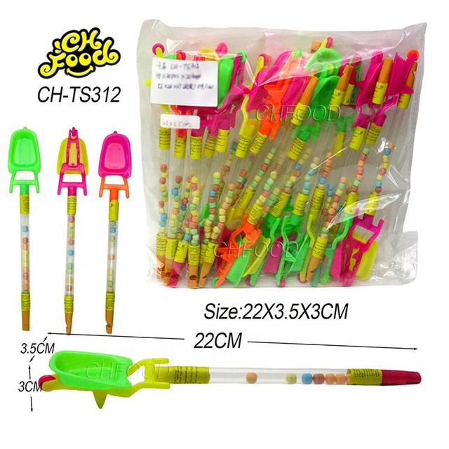 Low MOQ Wholesale Cheap Plastic Long Stick Trolley Car Toy with Mini Tablet Candy for Kids