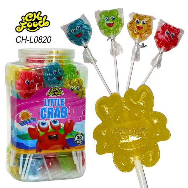 Wholesale Hot Selling Cartoon Marine Animal Crab Octopus Seahorse Turtle Shape Lollipop Hard Candy Sweets