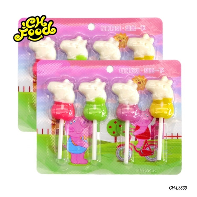 Halal Mini Cute Cartoon Pig Shape Lollipop Sweet Hard Candy