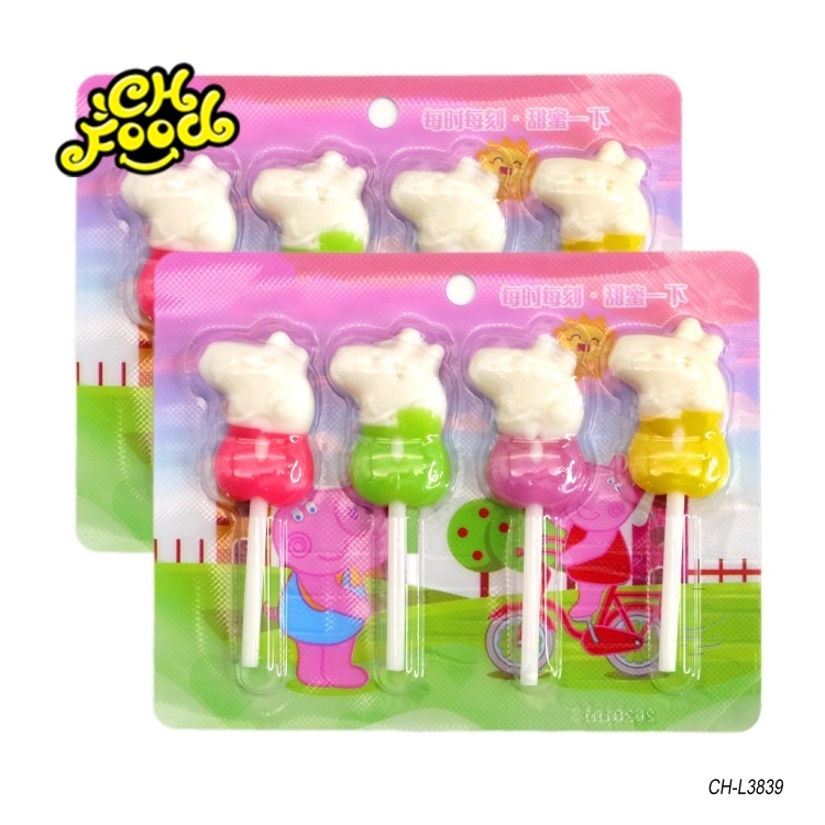 Halal Mini Cute Cartoon Pig Shape Lollipop Sweet Hard Candy