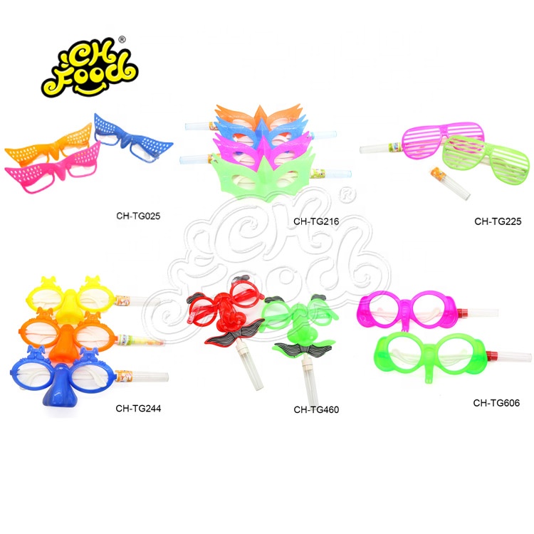 Min MOQ Plastic Funny Glasses Toy Set With Candy