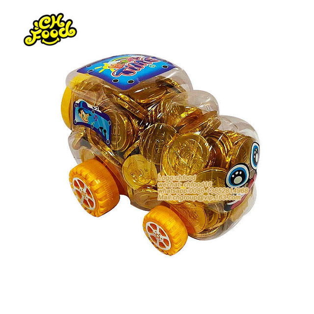 Factory Sweet Chocolate Candy Chocolate Gold Coin In Small Train Shape Bottles
