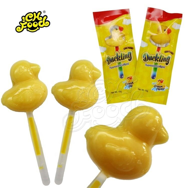 CHFOOD yellow duck lollipop candy with glow stick/light sticks CH-L0359S