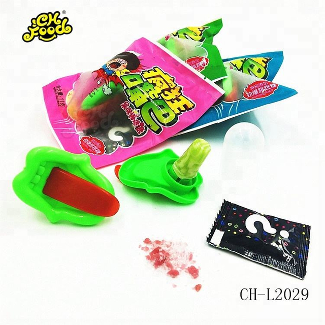 Tongue Shape Lollipop Sweet With Strange Taste Popping Candy