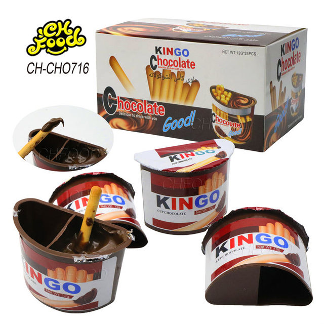 Low MOQ Halal Wholesale Mini Finger Biscuit Stick with Chocolate Jam OEM Chocolate Cup Biscuit Stick Dip Chocolate Candy Sweets