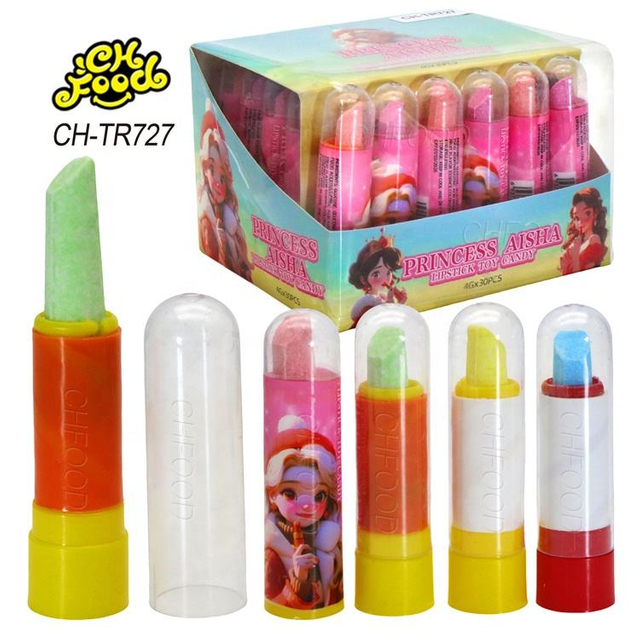 LOW MOQ Plastic Lipstick Toy with Fruit Flavor Tablet Candy for Kids