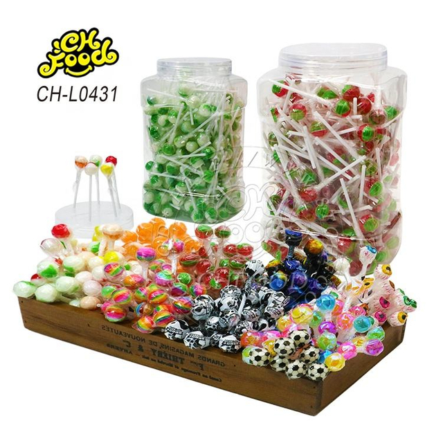 Wholesale Different Patterns Fruit Flavor Mini Ball Lollipop OEM Halal Hard Candy Sweets