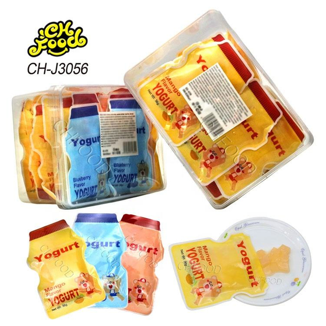 Halal Yogurt Bottle Shape Bag Packing Jelly Pudding Fruit Flavor Sweet Candy Snack Wholesale and OEM