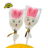 Custom Halal Fruit Flavor Pink Rabbit Animal Shape Gummy Soft Candy Sweets Lollipop for Kids
