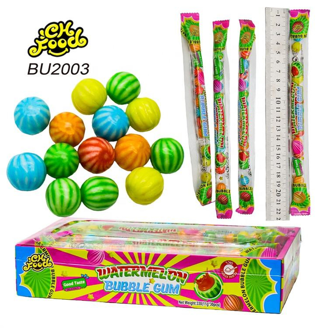 OEM Mix Fruit Flavor Watermelon Bubble Gum Ball Chewing Gum Wholesale Halal Ball Sweets Gum Snack Food for Kids