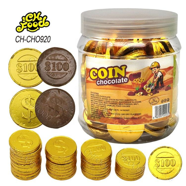 Wholesale and OEM Chocolate Golden Coin Candy Sweet Snack Food Halal Chocolate Dollar