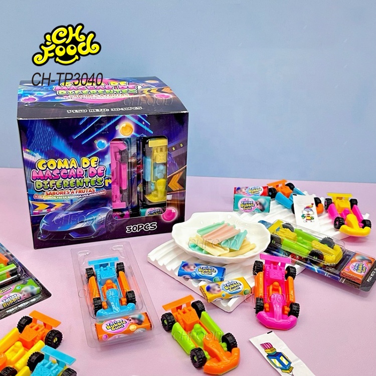 Low MOQ Wholesale 2in1Small Plastic Car Toy with Tattoo Bubble Gum for Kids China Manufacturer Custom Children's Candy Toy