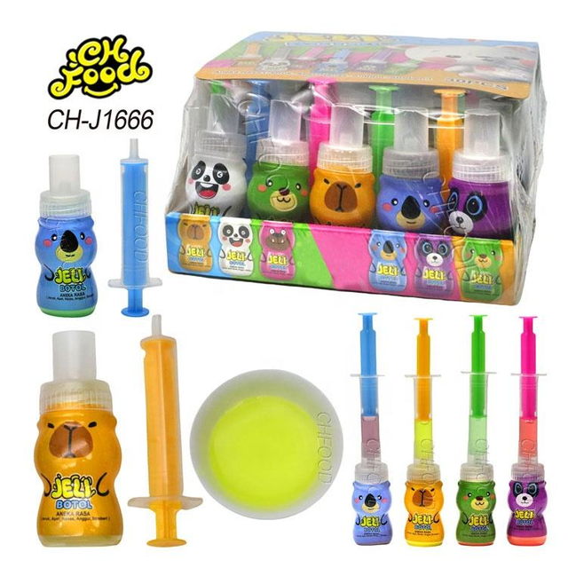 Wholesale and OEM Bear Injection Syringe Shape Fruit Jelly Jam Liquid Candy Sweet Snack for Children Halal Food