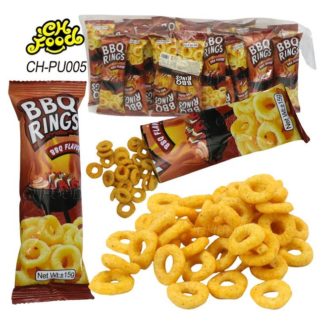 Wholesale Savory and Crispy BBQ Rings Puffed Food Snack Halal for Kids