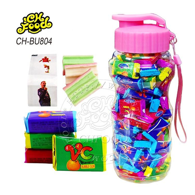 Best Selling OEM Fruit Flavor VC Tattoo Bubble Gum in Water Drinking Bottle Wholesale Halal Chewing Gum Sweets Candy for Kids