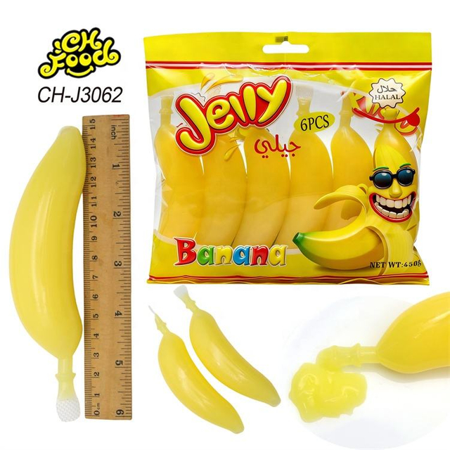 Wholesale and OEM Jelly Banana Fruit Flavor Jelly Pudding Sweet Snack Halal Candy for Kids Candy Manufacturer
