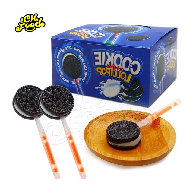 Sweet Fruity Flavor Cookie Lollipop With Glow Stick