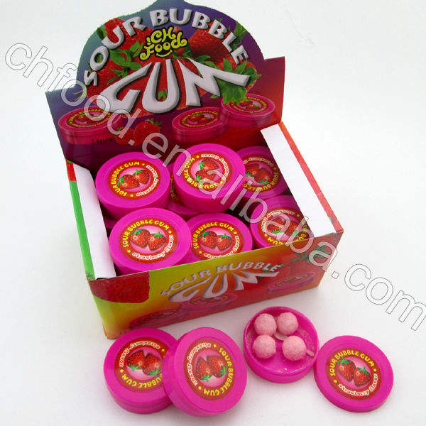 Sour bubble gum / sour powder candy with chewing gum balls candy