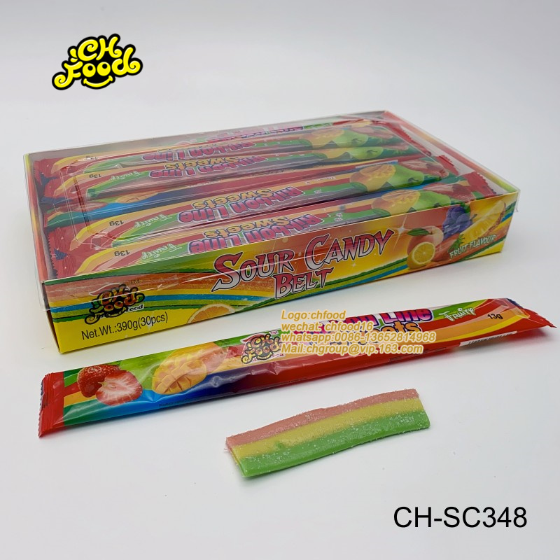 Rainbow Sugar Coats Sour Belt Chewy Candy