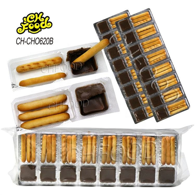 Low MOQ Wholesale Cheap Biscuits Stick Dip Chocolate Spread OEM Halal Chocolate Snack Food for Kids