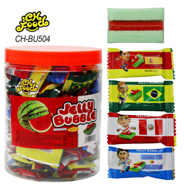 Wholesale Healthy Exotic Fruity Jelly Candy Kids' Soft Sweets Classic Snack Watermelon Fruit Bubble Gum and Chewing Gum