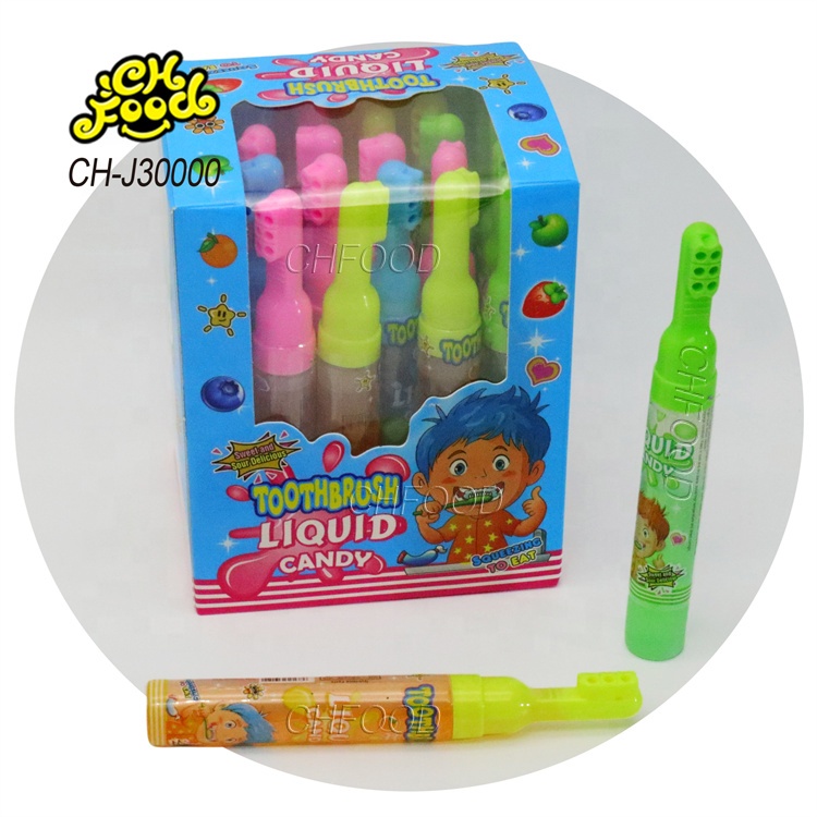 Low MOQ Wholesale Toothbrush Shape Fruity Jam Liquid Candy Toys for Kids Custom China Halal Candy Sweets