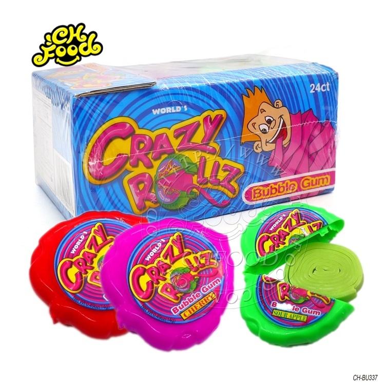 Custom Halal Long Juicy Crazy Roll Bubble Gum For Kids Fruit Flavor