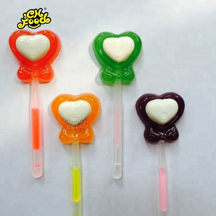 Heart Shaped Handmade Lollipop Candy Sweets With Glow Stick