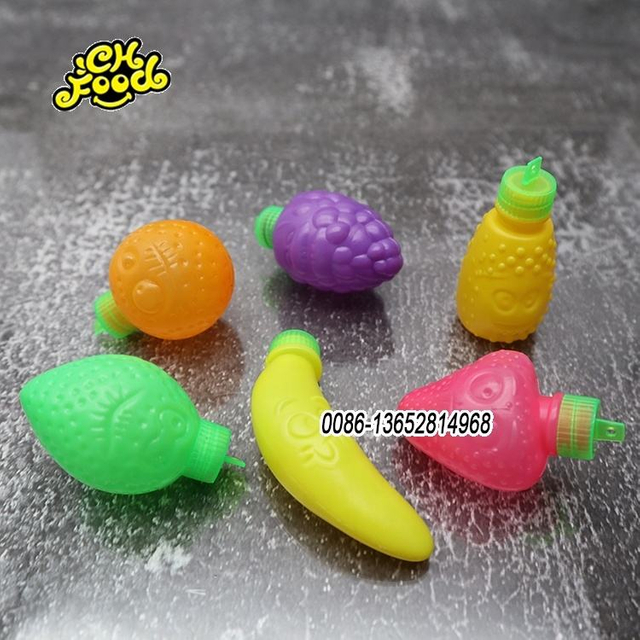 Plastic Empty Candy Bottle Fruit Shape Toys Container For Sour Powder Candy