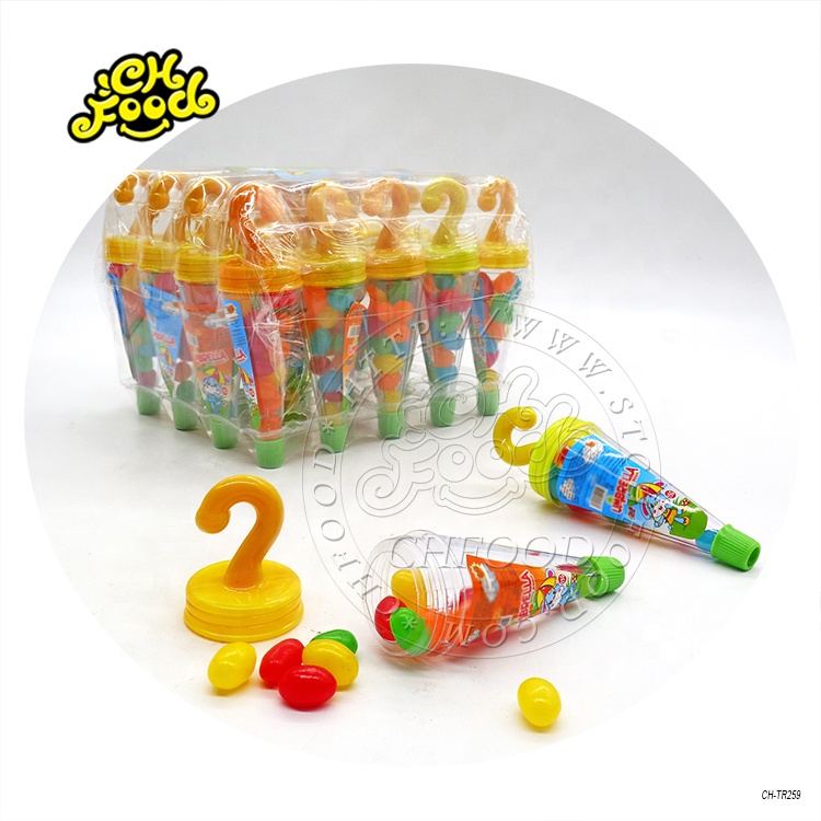 Wholesale Plastic Umbrella Toy With Jelly Bean Inside Fruit Flavor Candy
