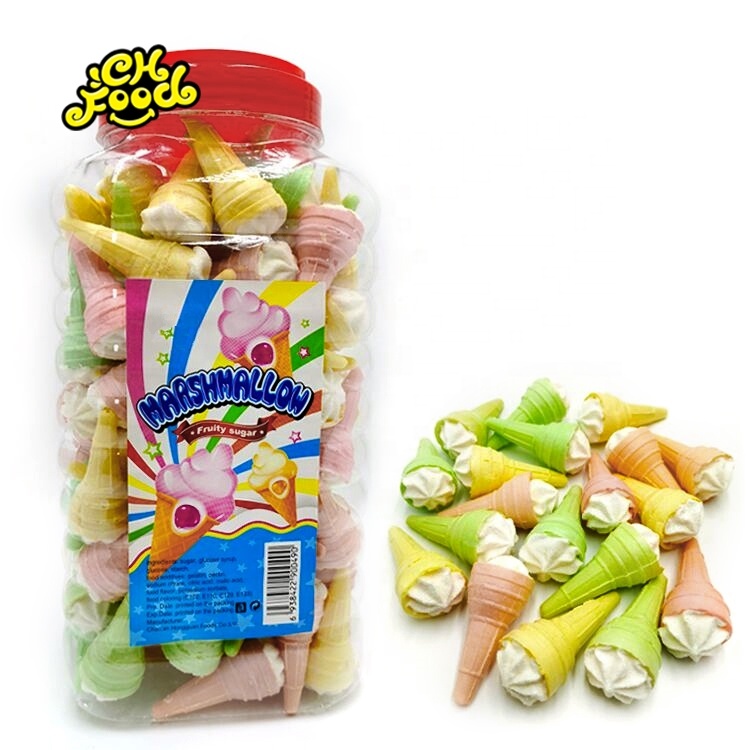 Halal Marshmallow Candy Sweet Ice Cream Shape Fruit Flavor For Sale