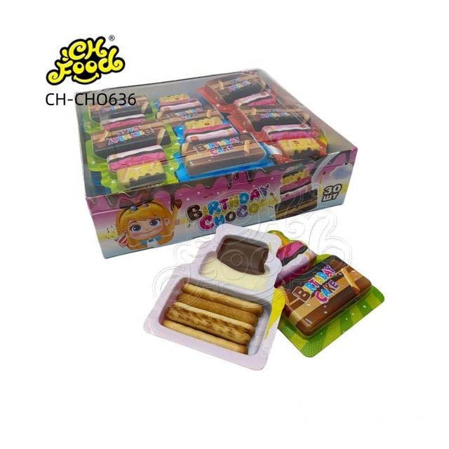 Birthday Cake Shape Chocolate With Finger Biscuit