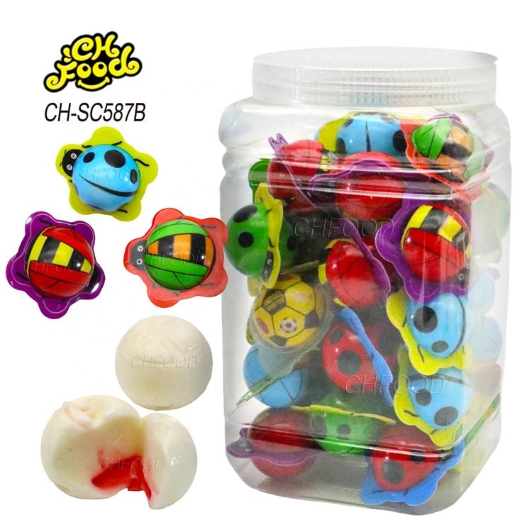 Wholesale 10g Halal 3d Cartoon Ladybird Ladybug Shape Strawberry Jam Filled in Ball Gummy Candy Sweets Snack Food