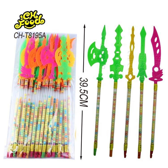 Low MOQ Wholesale Cheap Plastic Long Stick China Weapons Candy Toy for Kids