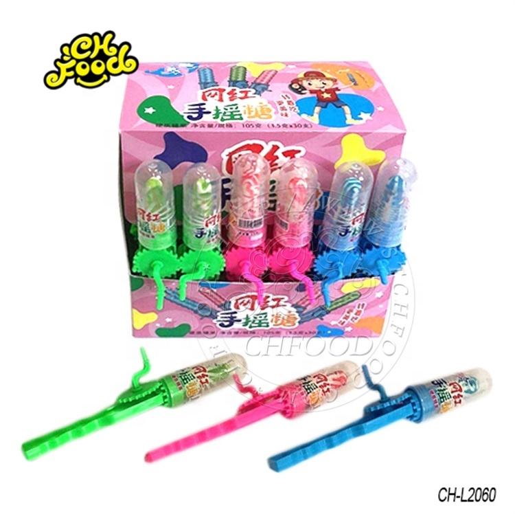 Halal Manually Rotate Lollipop Toy Candy Pin Pop Lollipop Hard Candy