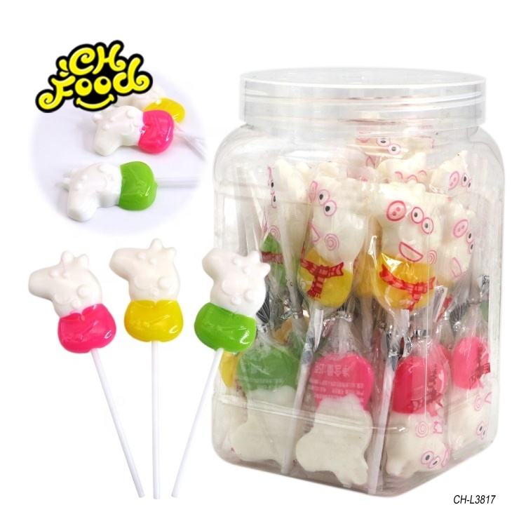 Halal Cute Cartoon Pig Lollipop In Jar and Box