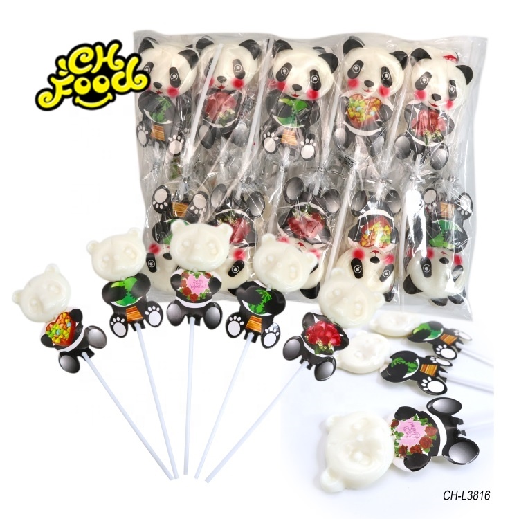 Valentine's Day Cute Cartoon Panda Shape Lollipop Milk Flavor Hard Candy