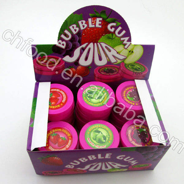 Sour bubble gum / sour powder candy with chewing gum balls candy
