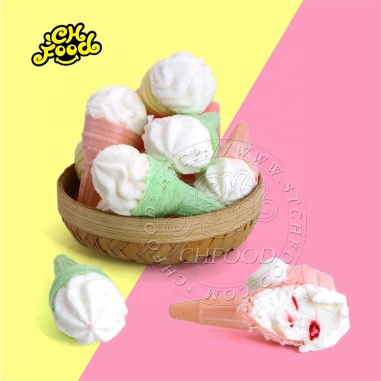 Halal Small Pop Ice Cream Shape Marshmallow Filled With Fruit Jam Candy Sweet