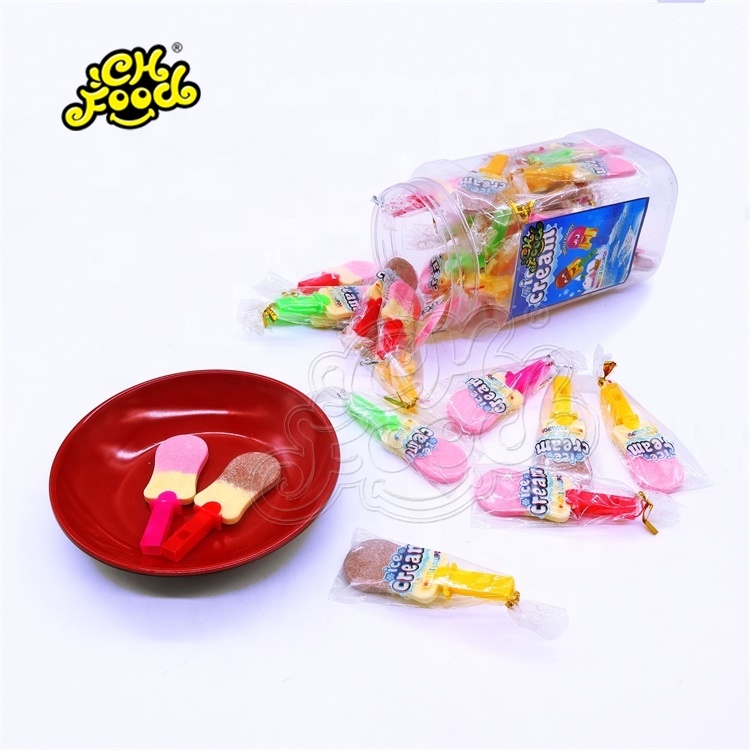 Strawberry /coffee And milk Flavour Ice Cream Shape Press Candy With Whistle/Lollipop candy CH-Y2215