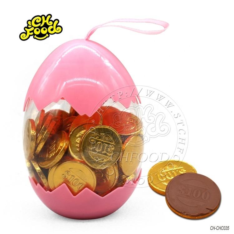 Wholesale High Quality 120pcs Chocolate Gold Coin In Egg Bottle Confectionery