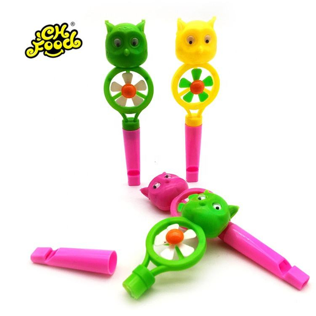 Cartoon Owl Shape Windmill Fan With Whistle Toys