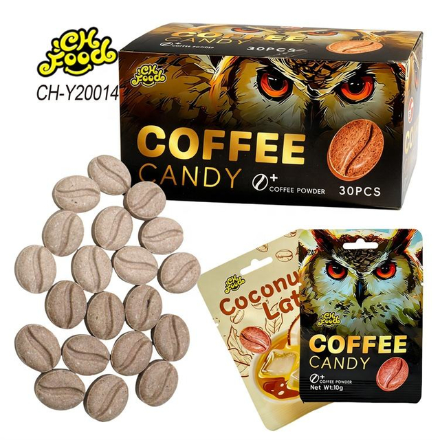 Coffee Hard Tablet Candy Wholesale and OEM China Candy Supplier Halal Sweets Snack Coffee Bean Candy Custom Cocomut Latte Candy
