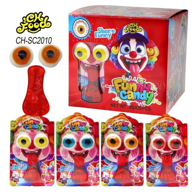 Wholesale Funny Clown Themed Gummy Candy Set with Novelty 3D Eyeball and Tongue Shapes Halal Sour Fruit Flavor Jelly Candy